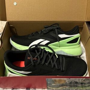 Reebok Black and Green Athletic Shoes